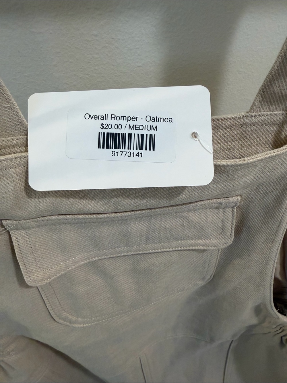 Beige Cotton Blend Short Overalls Jumpsuit - Picture 3 of 4